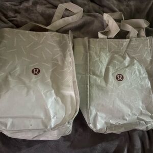 Lululemon Athletica White Tote Bags with Logo